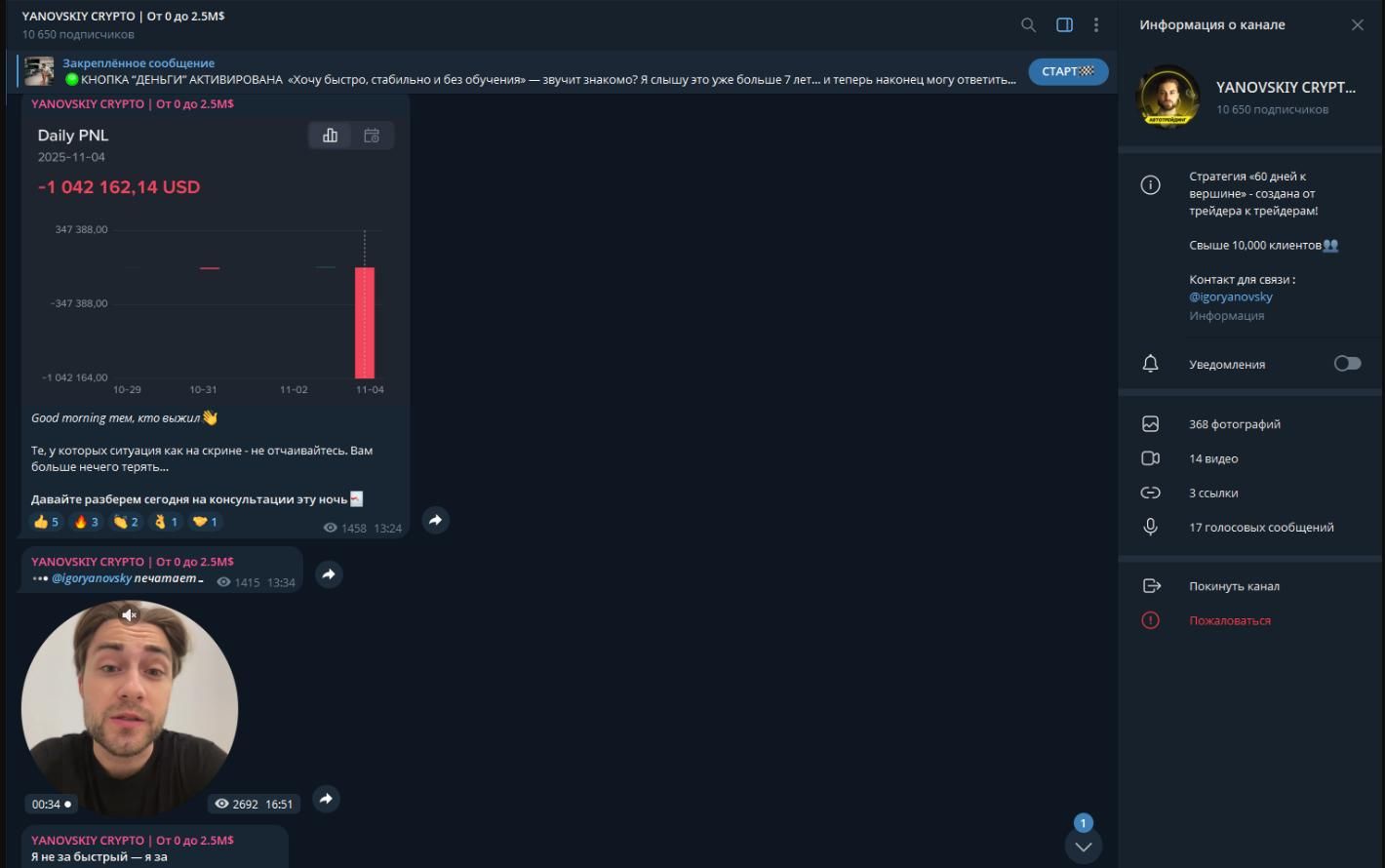 Телеграмм-канал мошенника
